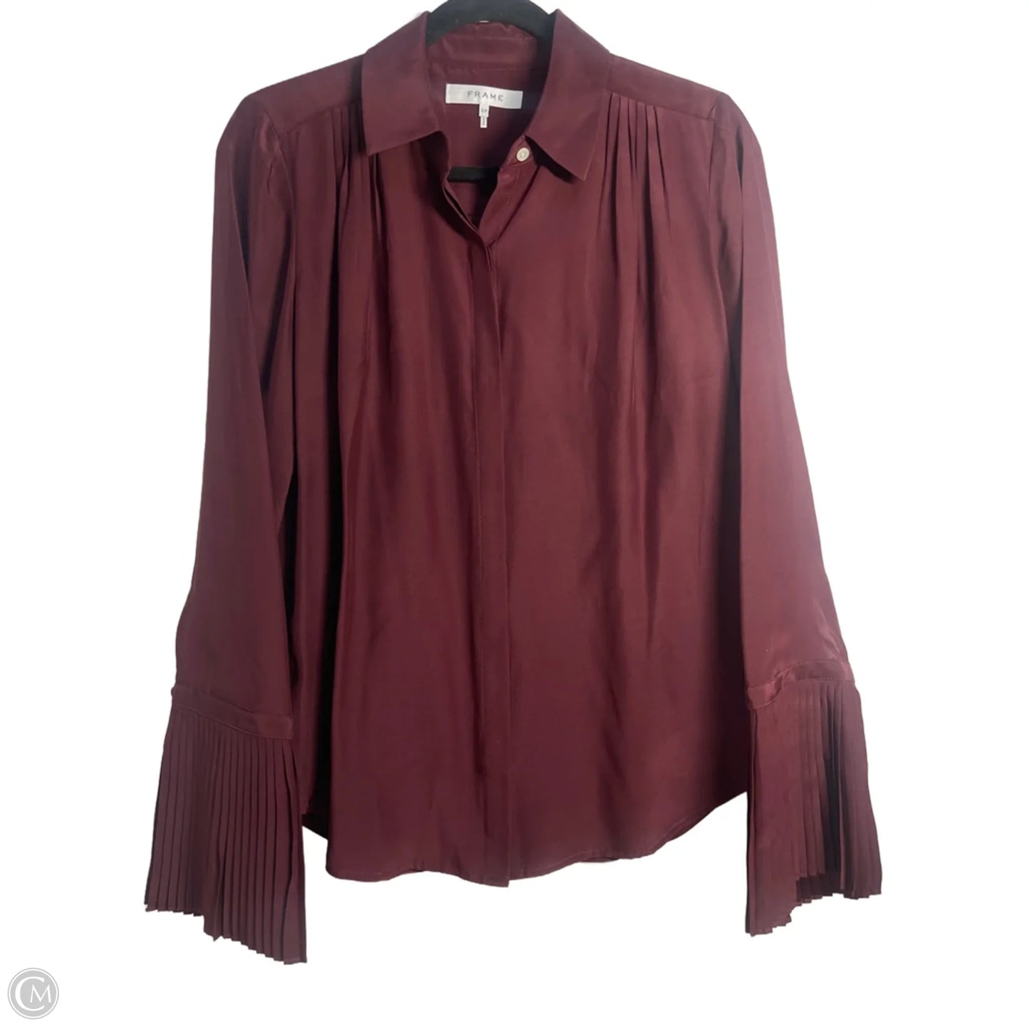 Blouse Long Sleeve By Frame In Maroon, Size: S