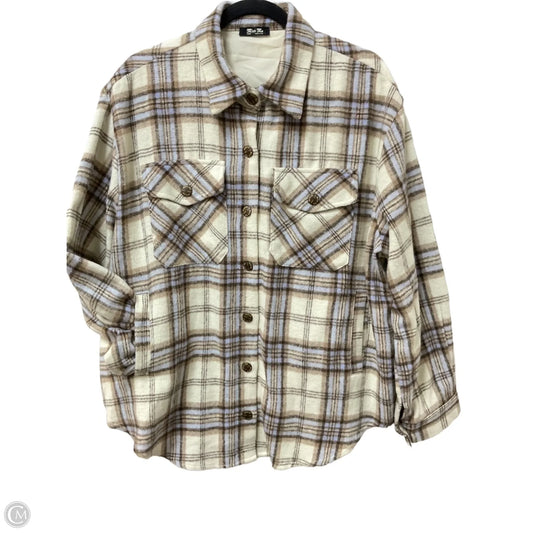 Jacket Shirt By Miss Me In Plaid Pattern, Size: L