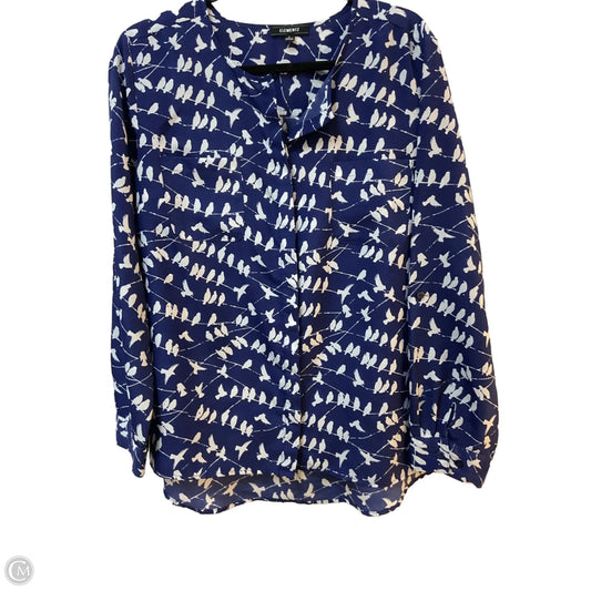Top Long Sleeve By Elementz In Blue & White, Size: L