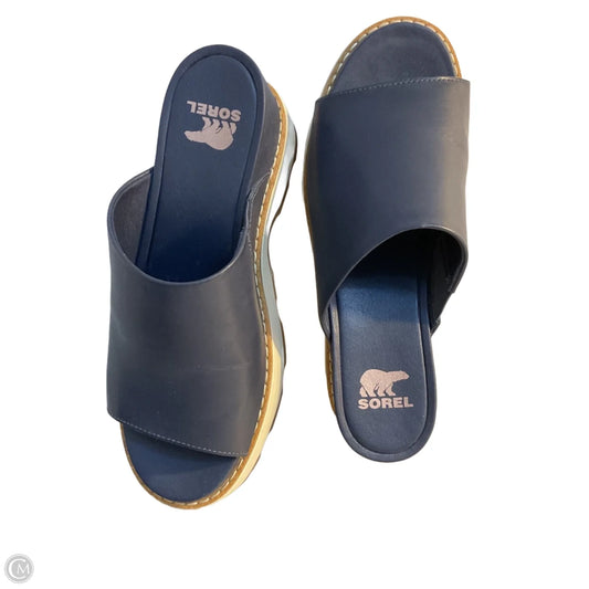 Sandals Heels Wedge By Sorel In Blue, Size: 7