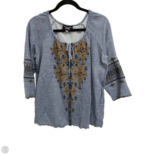 Top Long Sleeve By Johnny Was In Blue & Brown, Size: M