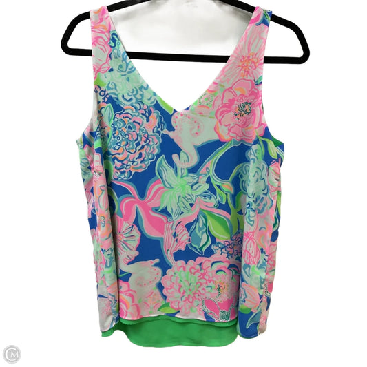 Top Sleeveless Designer By Lilly Pulitzer In Green & Pink, Size: L