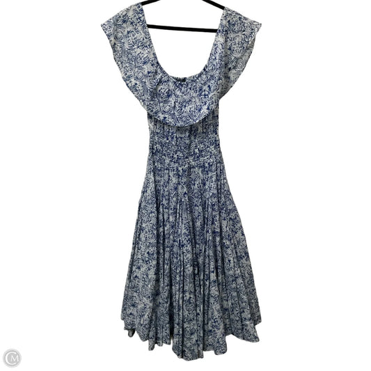 Dress Party Midi By Chelsea And Theodore In Blue & White, Size: S