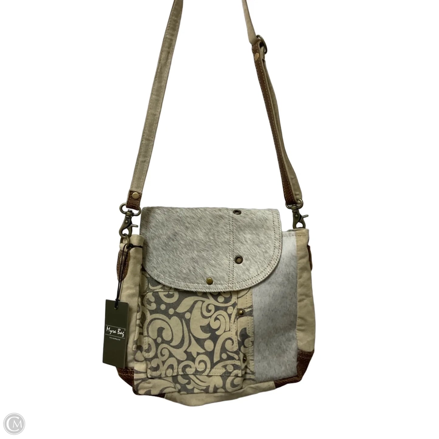 Handbag Leather By Myra, Size: Large