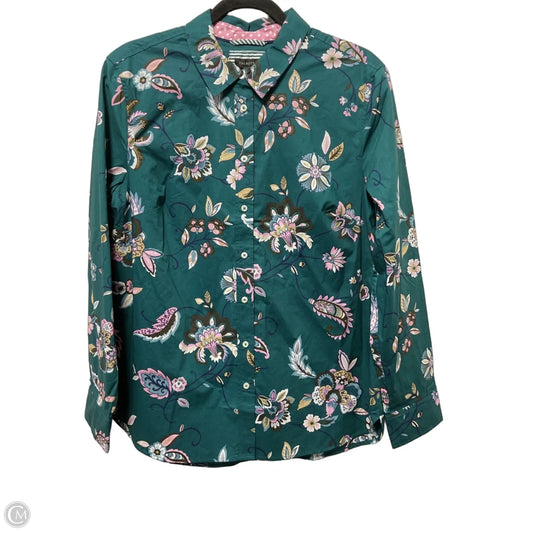 Top Long Sleeve By Talbots In Green & Pink, Size: L