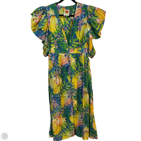 Dress Party Long By Farm Rio In Pink & Yellow, Size: M