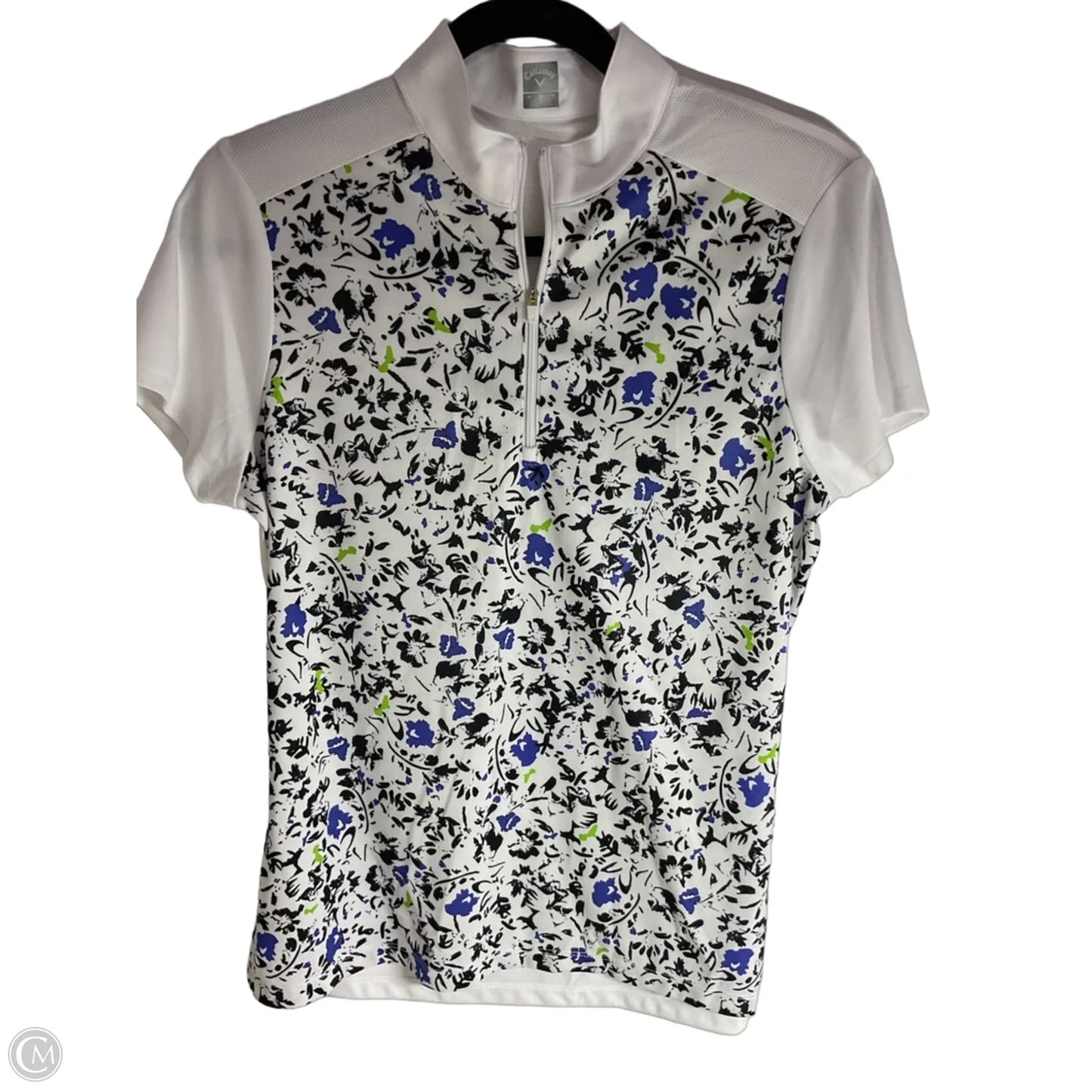 Athletic Top Short Sleeve By Callaway In Black & White, Size: M