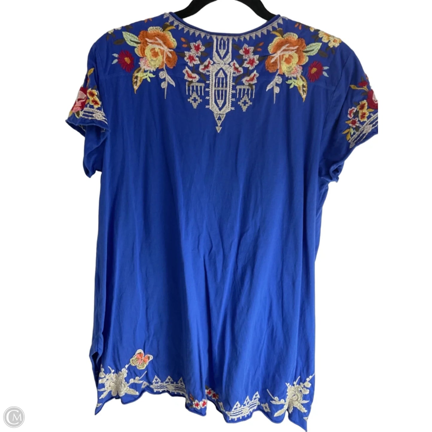 Tunic Short Sleeve By Johnny Was In Blue & Red, Size: M