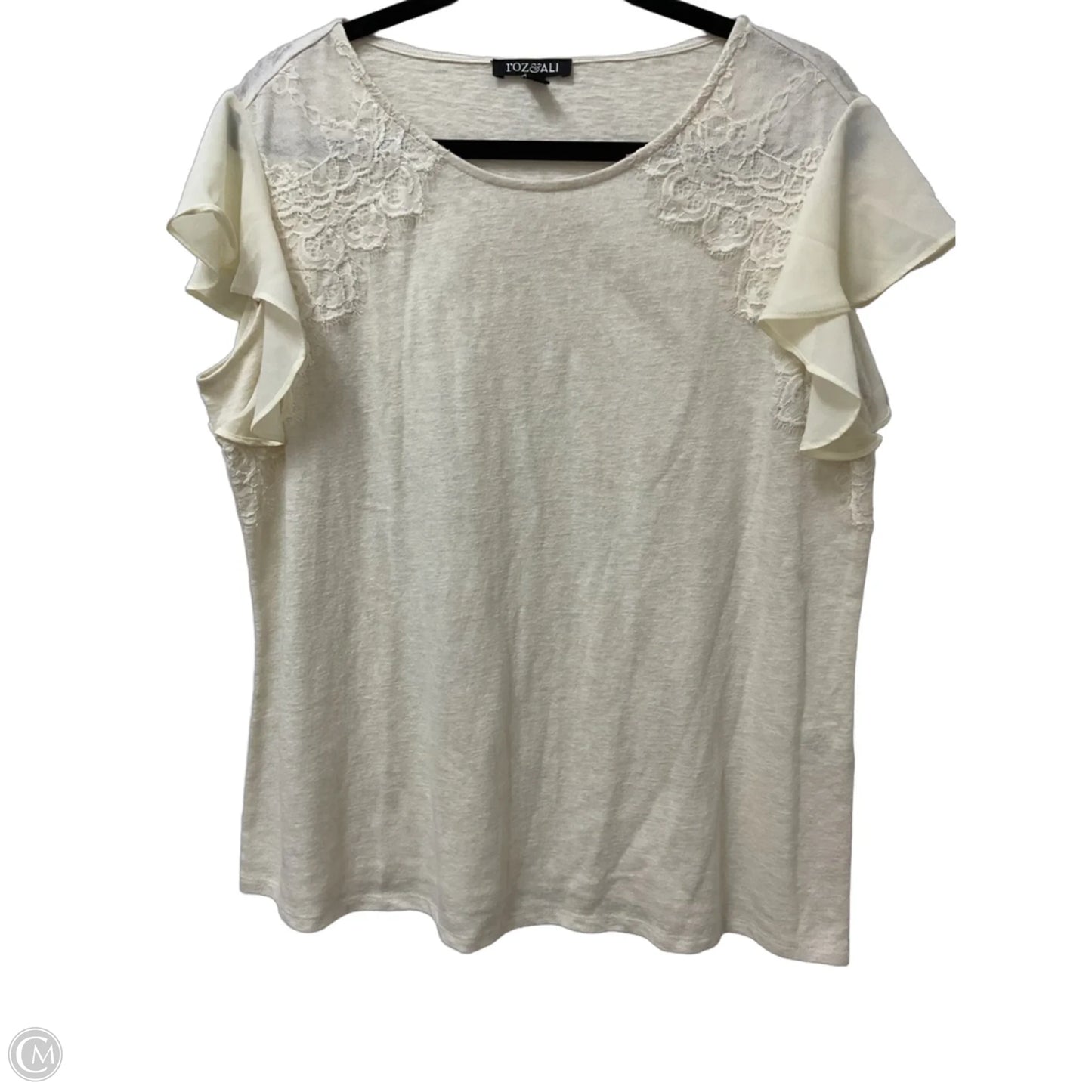 Top Short Sleeve By Roz And Ali In Cream, Size: Xl