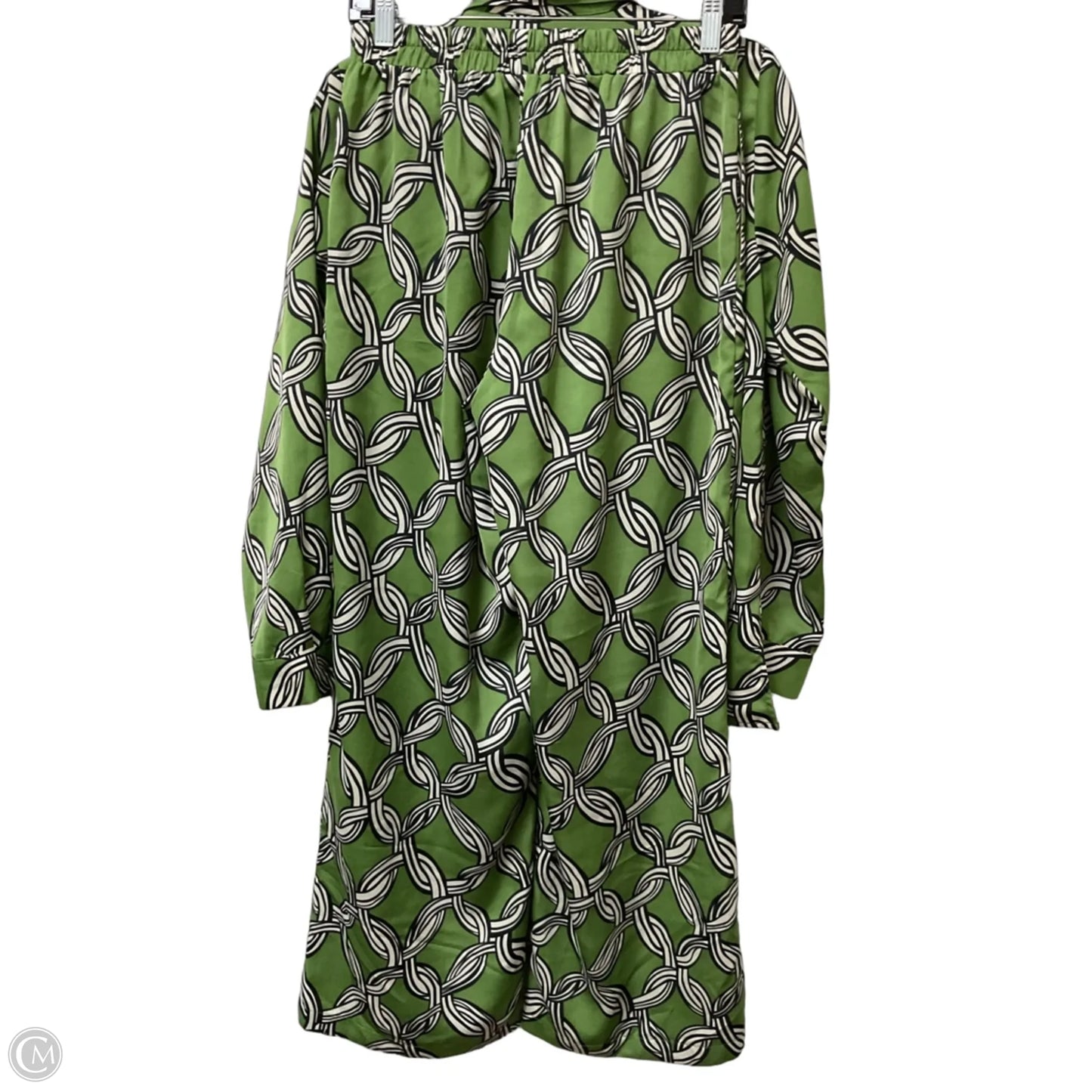 Pants Set 2pc By Modern Works In Green & White, Size: S