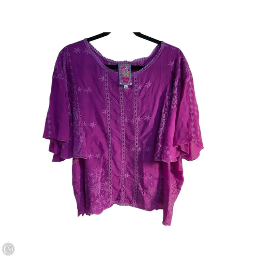 Blouse Short Sleeve By Johnny Was In Pink, Size: Xl