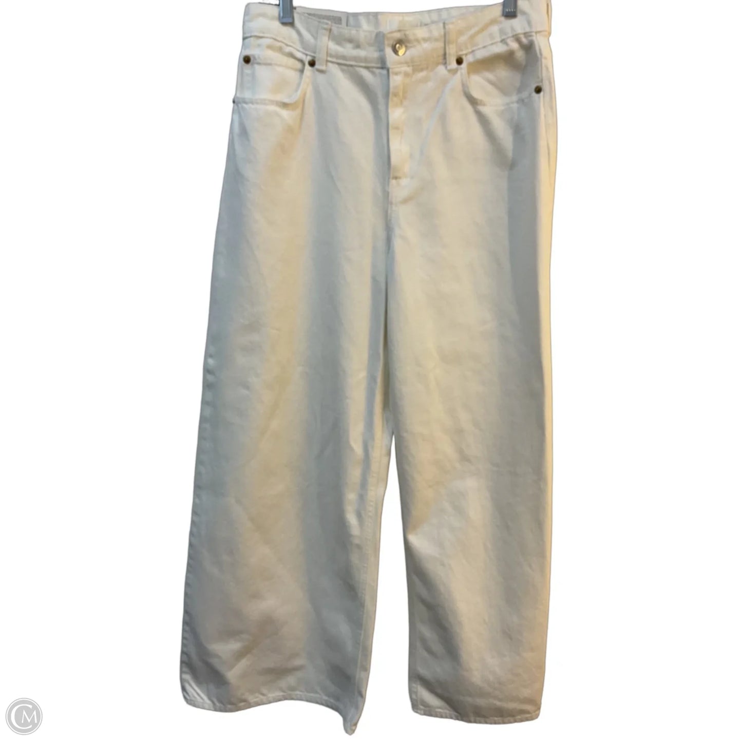 Jeans Wide Leg By H&m In White Denim, Size: 8