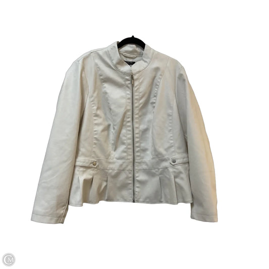 Jacket Moto By Baccini In White, Size: 2x