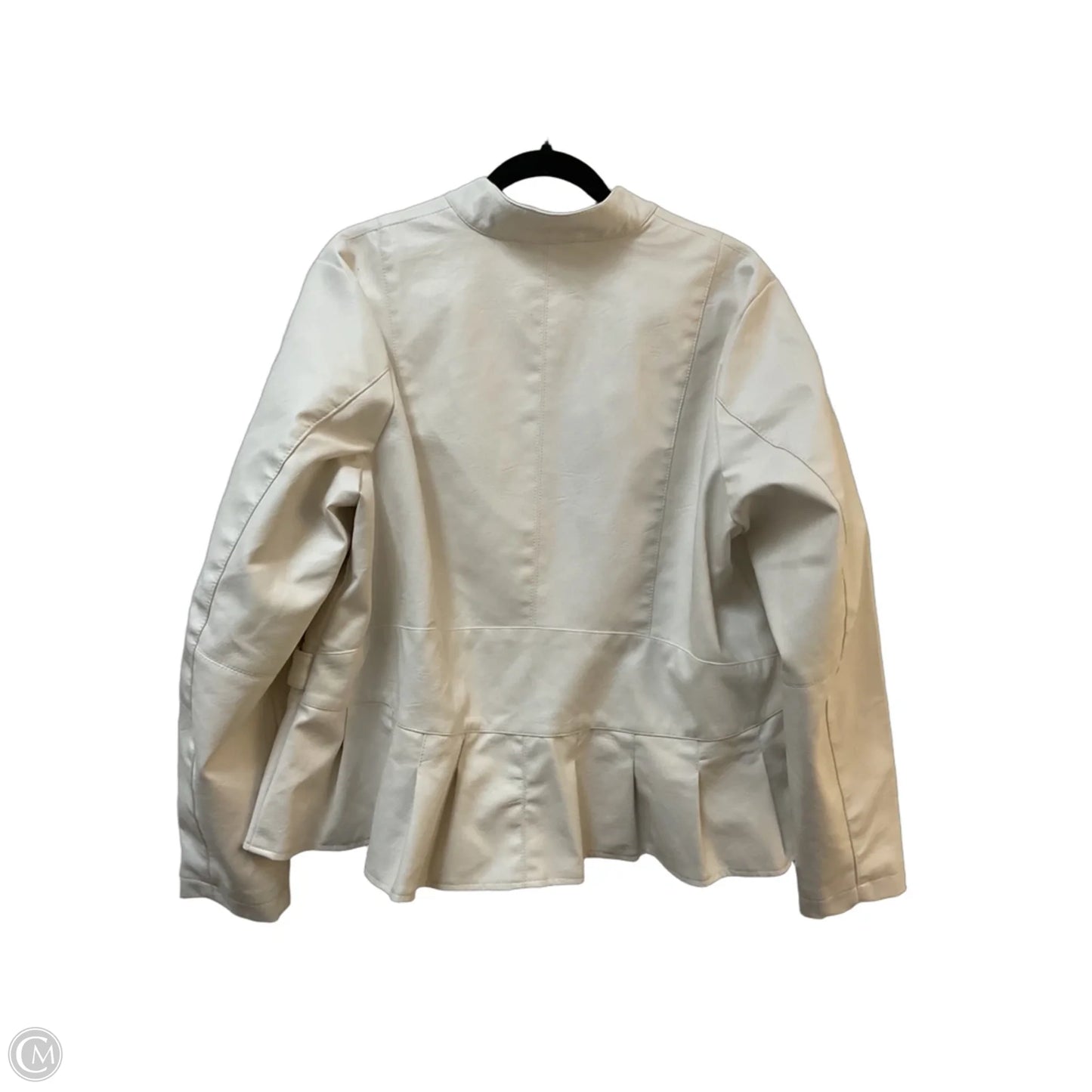 Jacket Moto By Baccini In White, Size: 2x