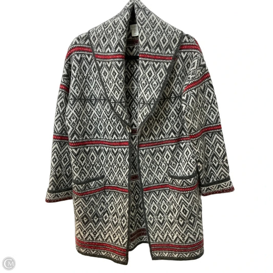 Sweater Cardigan By Cmb In Grey & Red, Size: M