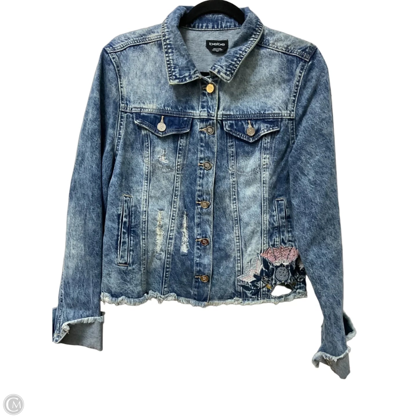 Jacket Denim By Bebe In Blue Denim, Size: M