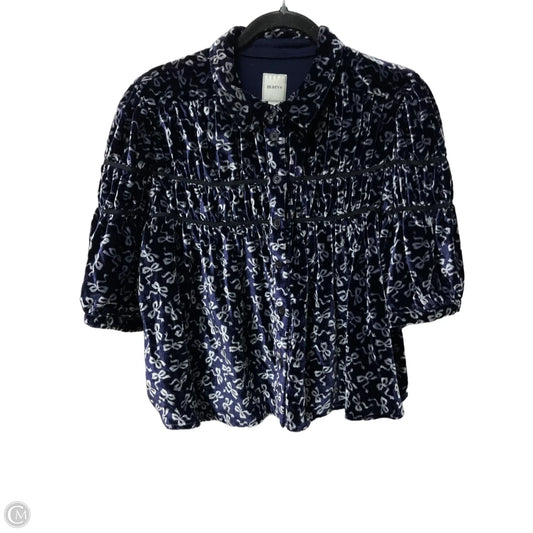 Top Short Sleeve By Maeve In Black & Silver, Size: L