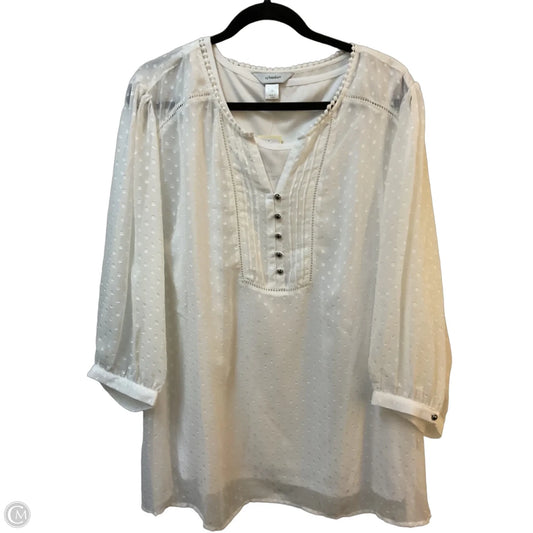 Blouse 3/4 Sleeve By Cj Banks In White, Size: 3x