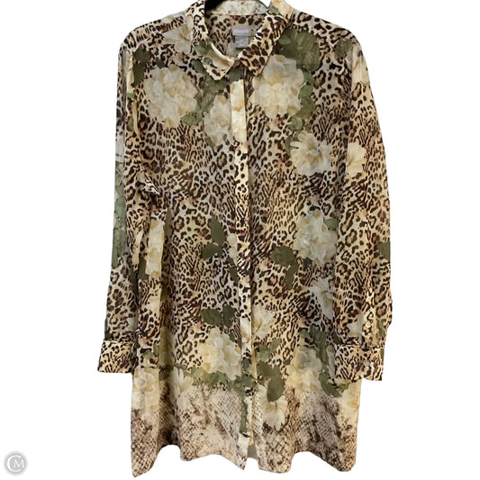 Tunic Long Sleeve By Chicos In Animal Print, Size: Xl
