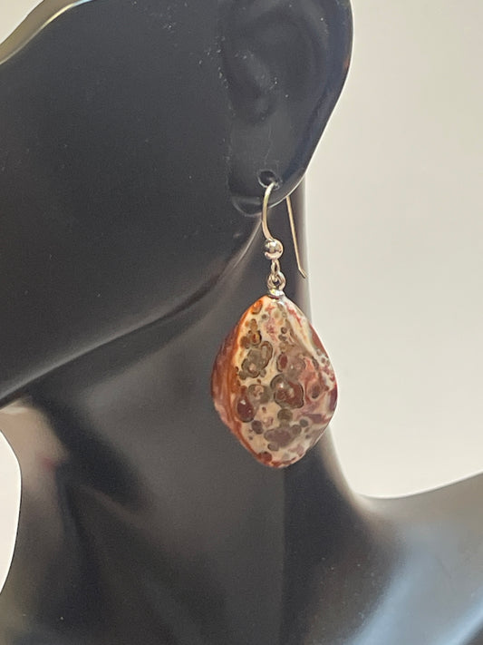 EARRINGS DANGLE/DROP  CMB in RED & TAN