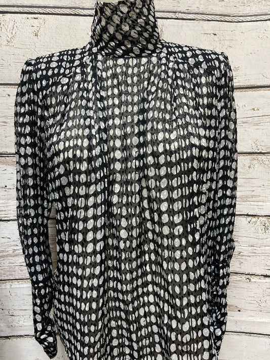 Blouse Designer By Cma In Black & White, Size: S