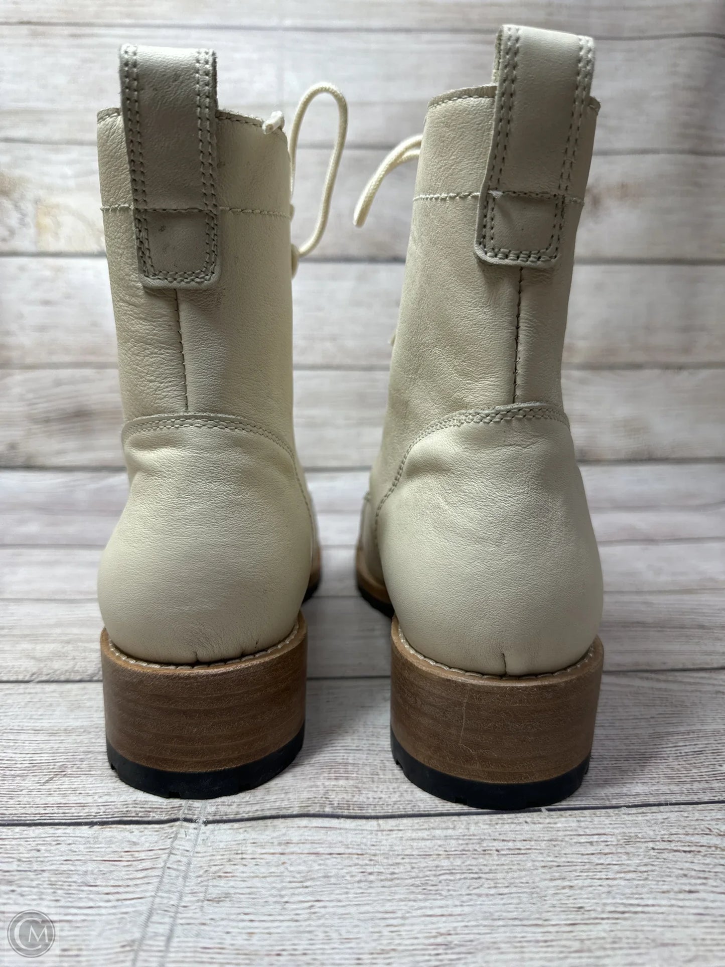 Boots Ankle Heels By Clothes Mentor In Cream, Size: 9.5