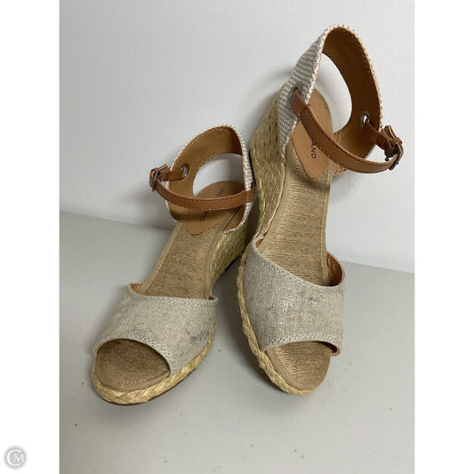 Sandals Heels Wedge By Lucky Brand In Tan & White, Size: 9