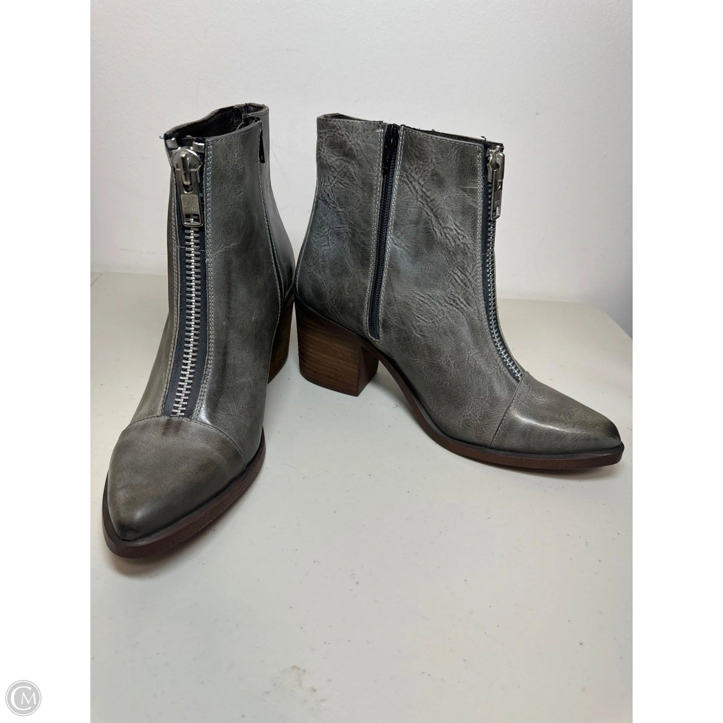 Boots Ankle Heels By Freebird In Grey, Size: 10
