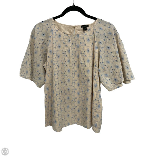 Top Short Sleeve By Ann Taylor In Blue & Cream, Size: S