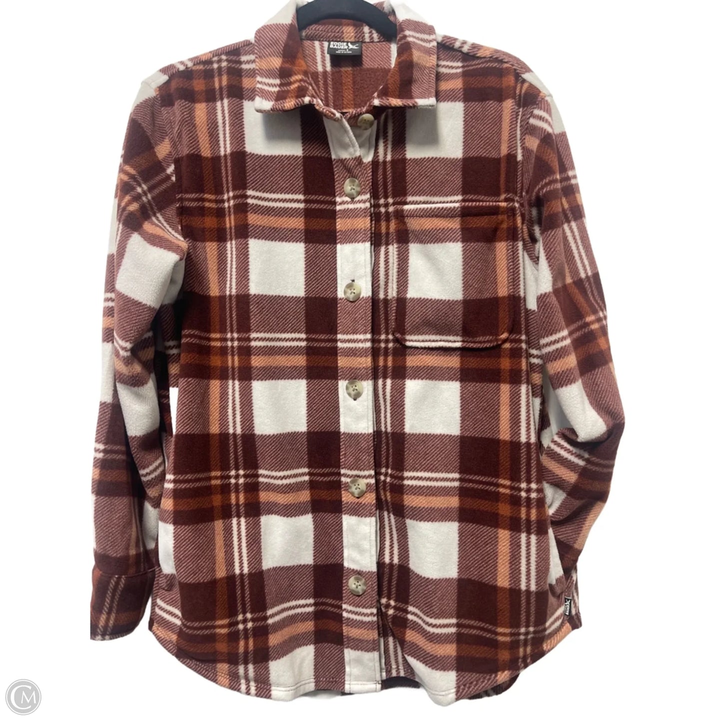 Jacket Shirt By Eddie Bauer In Plaid Pattern, Size: S