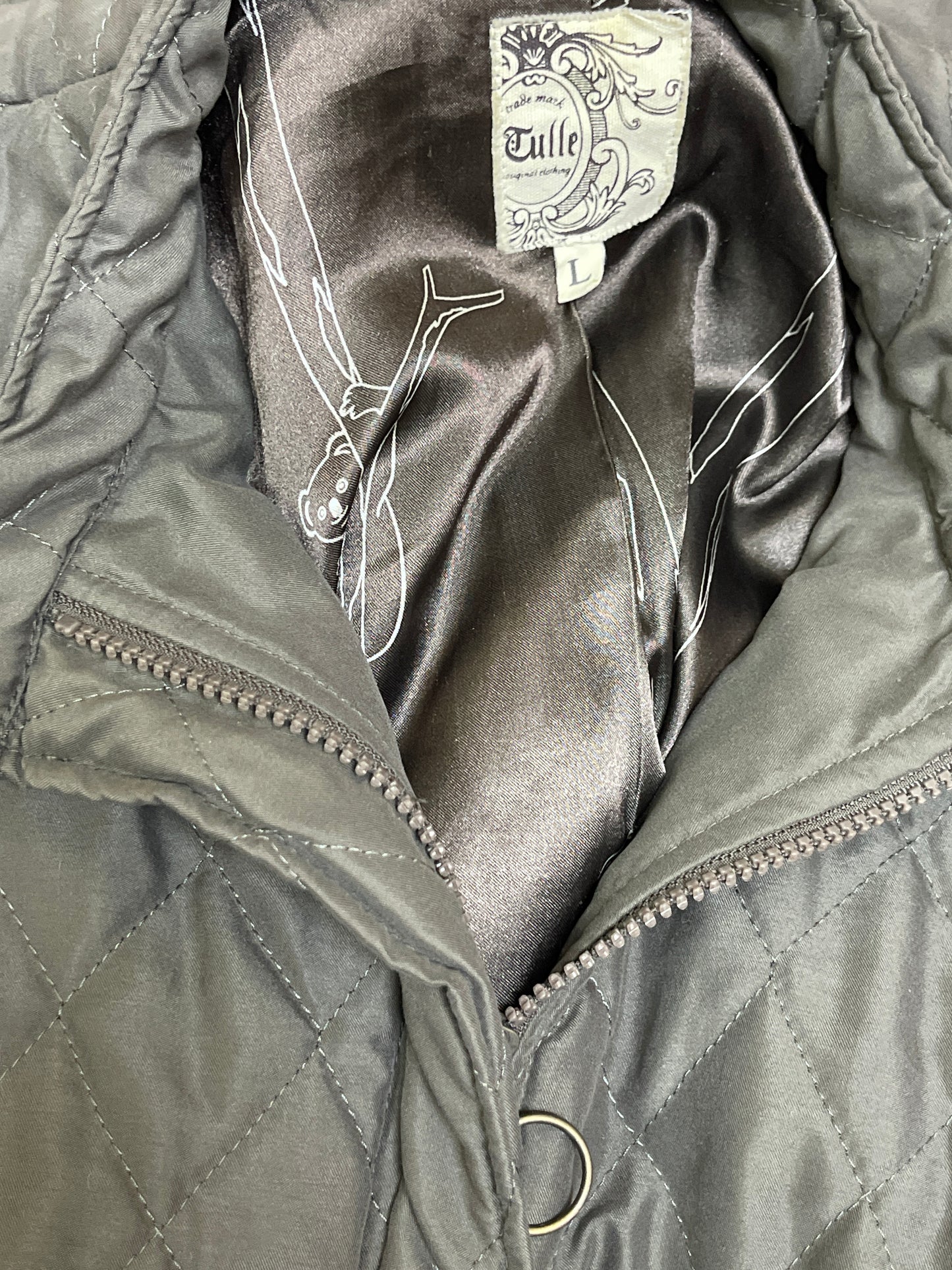 Jacket Puffer & Quilted By Tulle In Taupe, Size: L