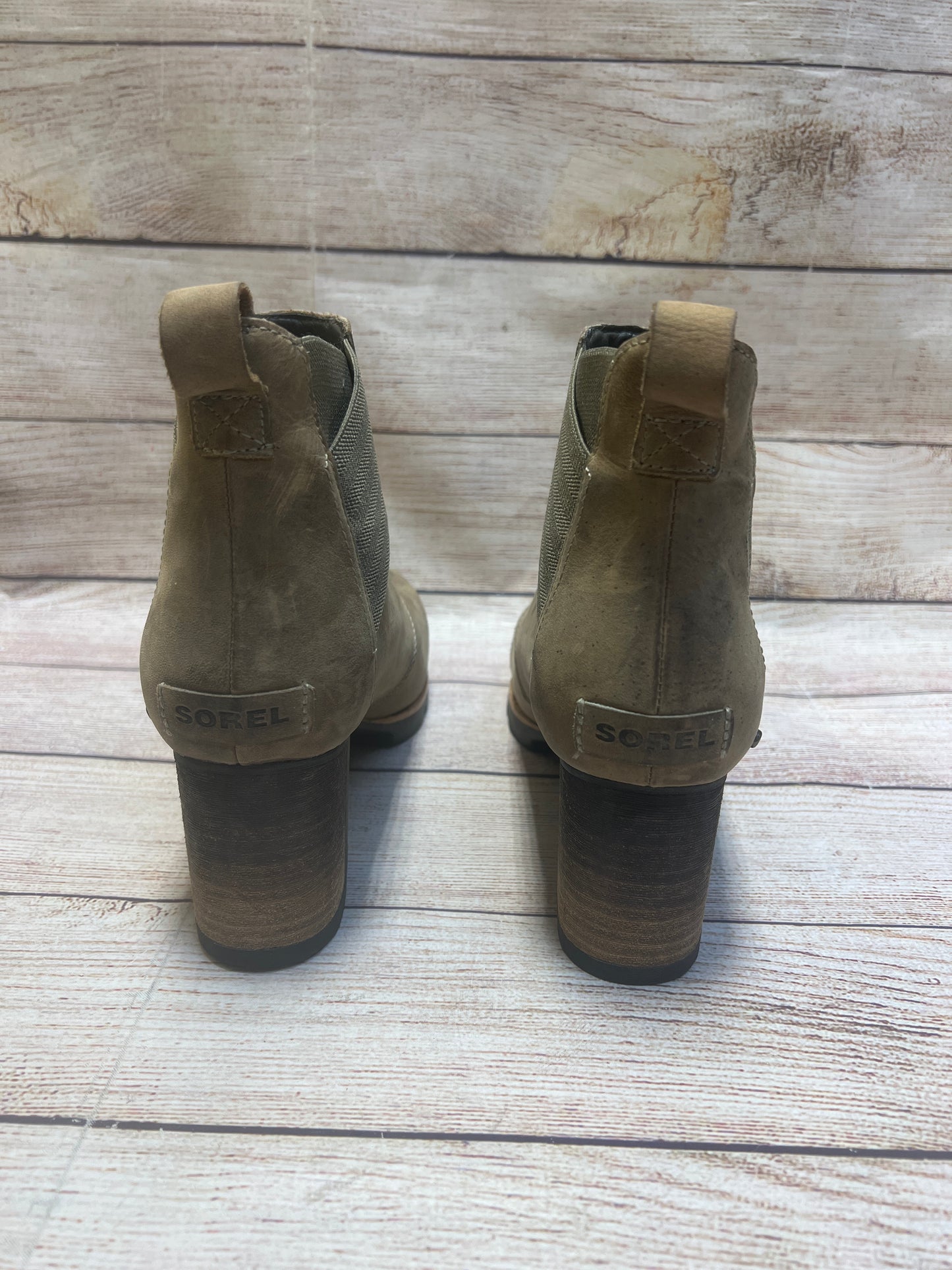 Boots Ankle Heels By Sorel In Tan, Size: 8