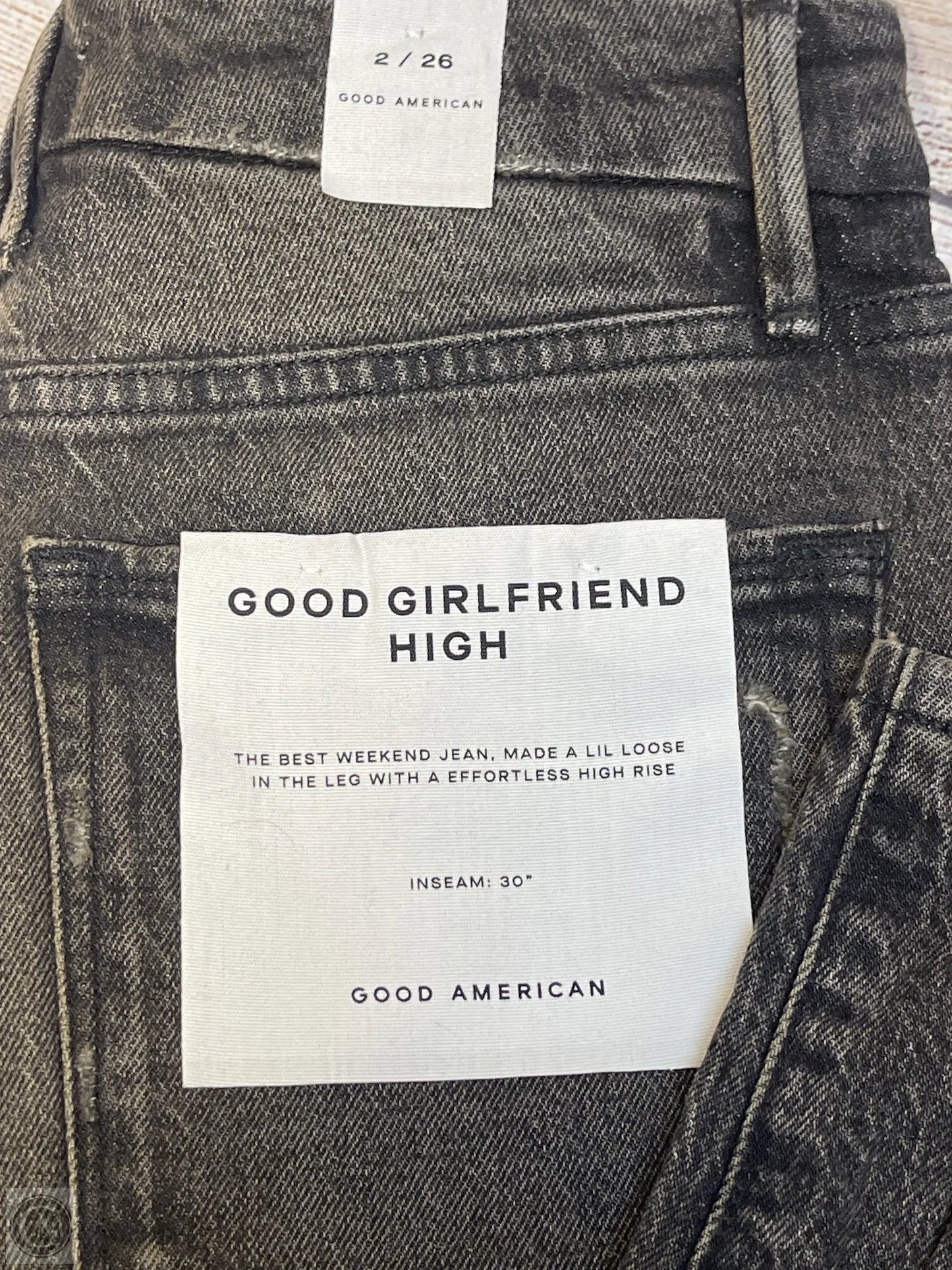 Jeans Boyfriend By Good American In Black Denim, Size: 2