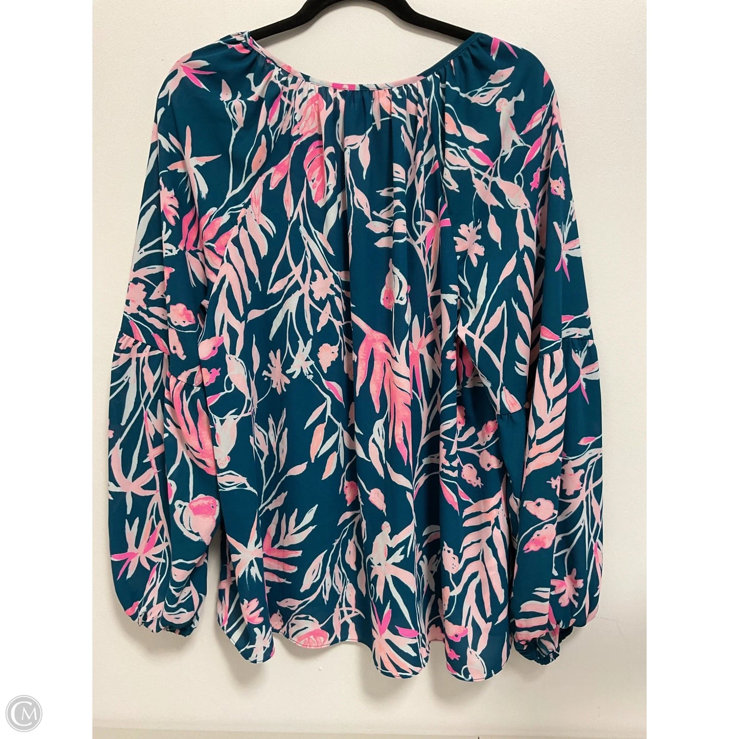 Blouse Designer By Lilly Pulitzer In Blue & Pink, Size: Xl