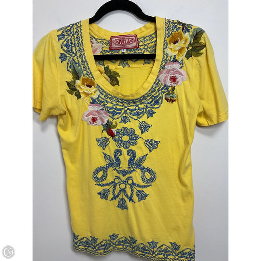 Top Short Sleeve By Johnny Was In Yellow, Size: S