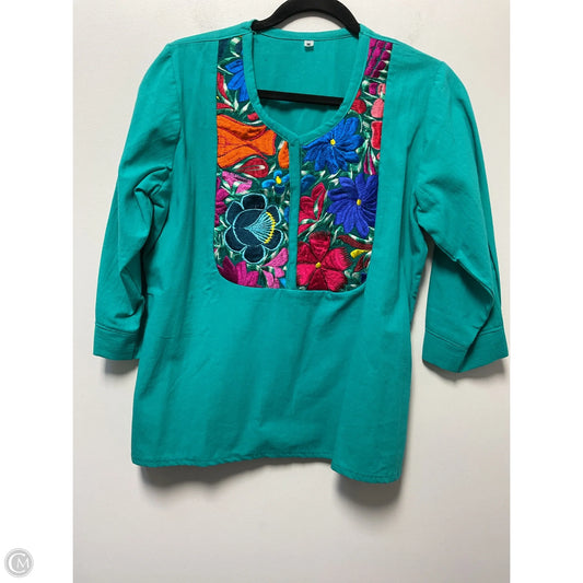 Top 3/4 Sleeve By Clothes Mentor In Teal, Size: M