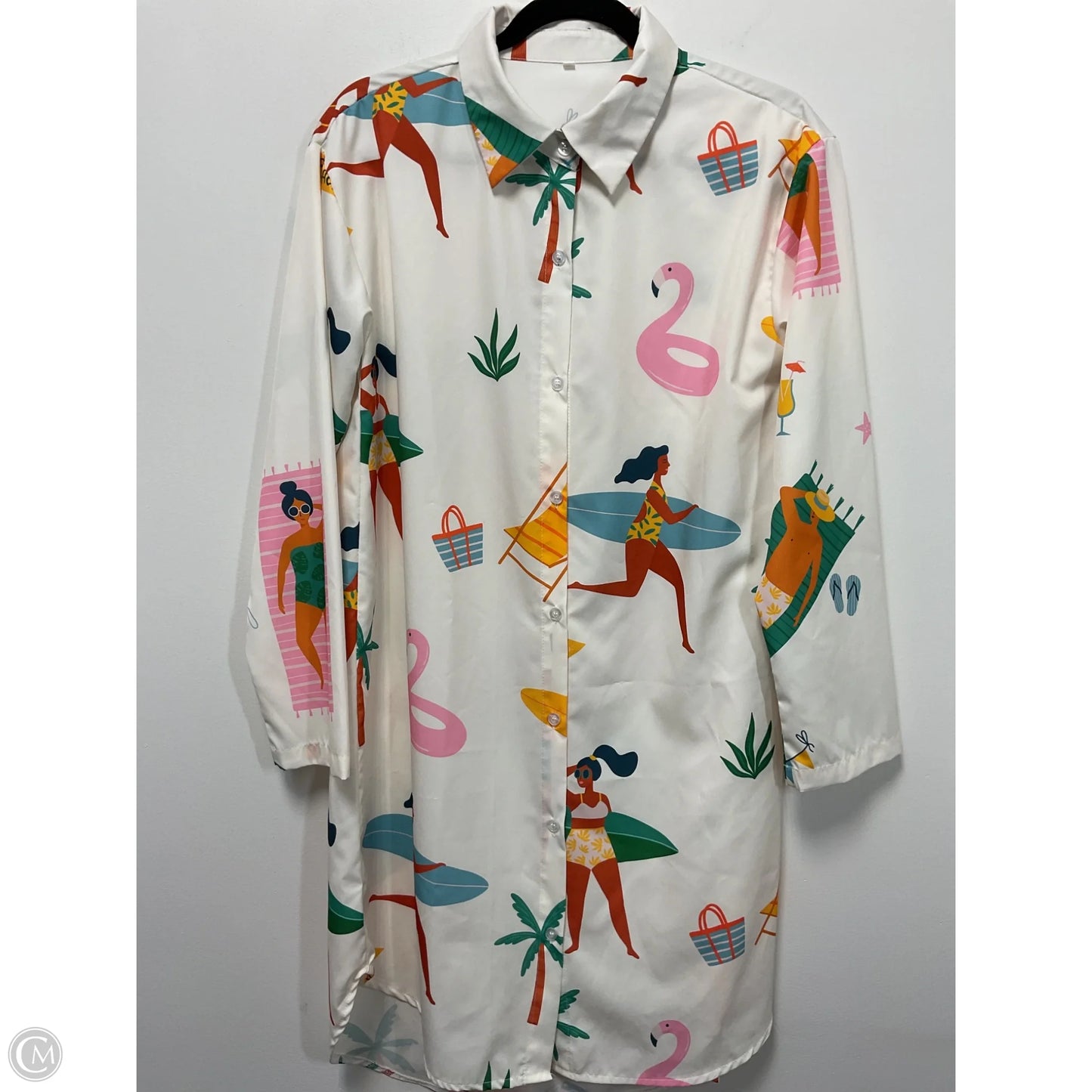 Tunic Long Sleeve By Clothes Mentor In Tropical Print, Size: S