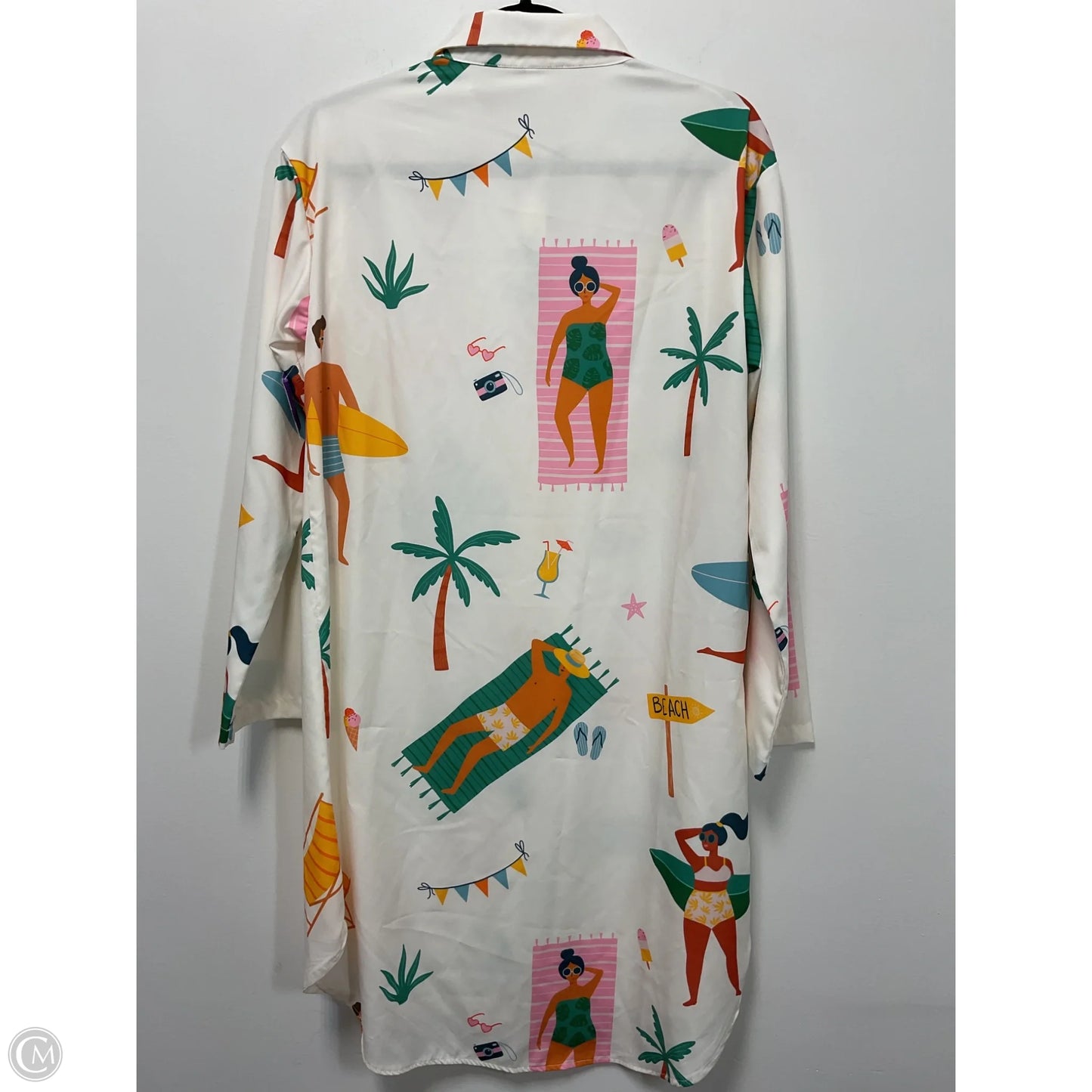 Tunic Long Sleeve By Clothes Mentor In Tropical Print, Size: S
