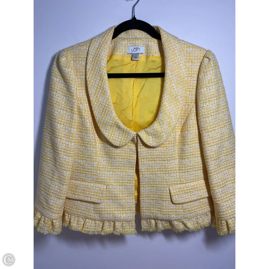 Blazer By Loft In White & Yellow, Size: S