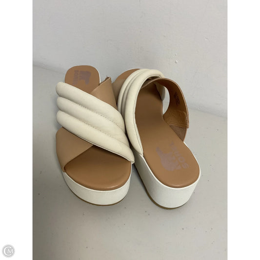 Sandals Heels Platform By Sorel In Cream & Tan, Size: 8.5
