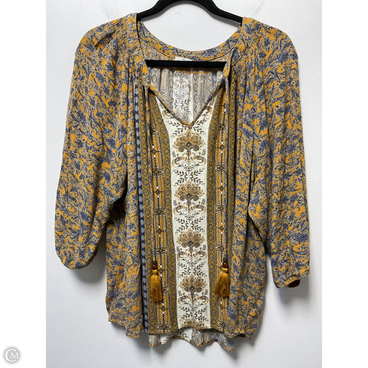 Blouse Long Sleeve By Clothes Mentor In Blue & Yellow, Size: 2x
