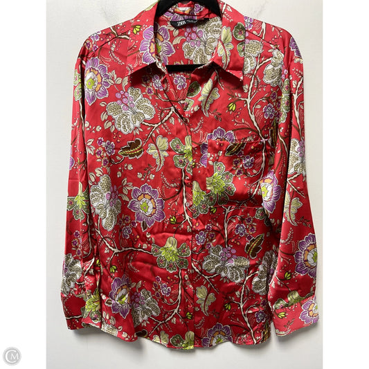 Blouse Long Sleeve By Zara In Red, Size: L