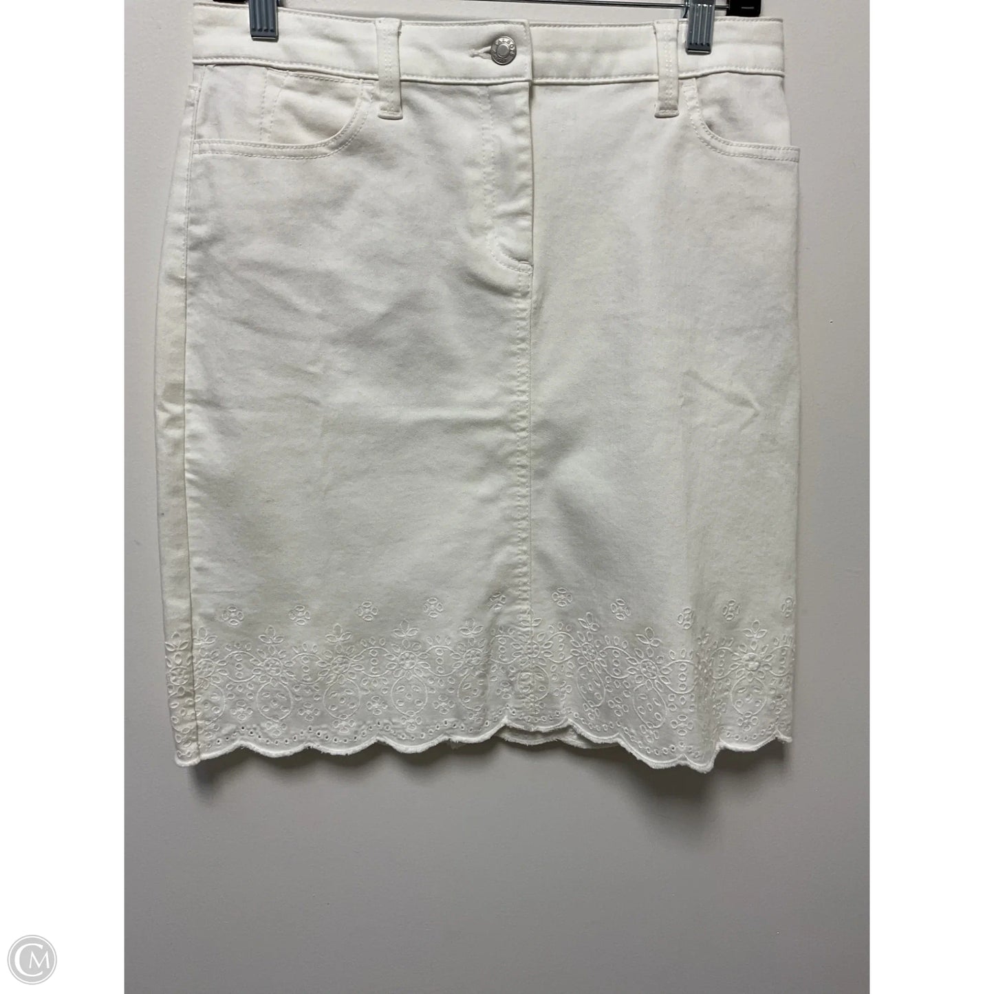 Skirt Mini & Short By Talbots In White Denim, Size: 2