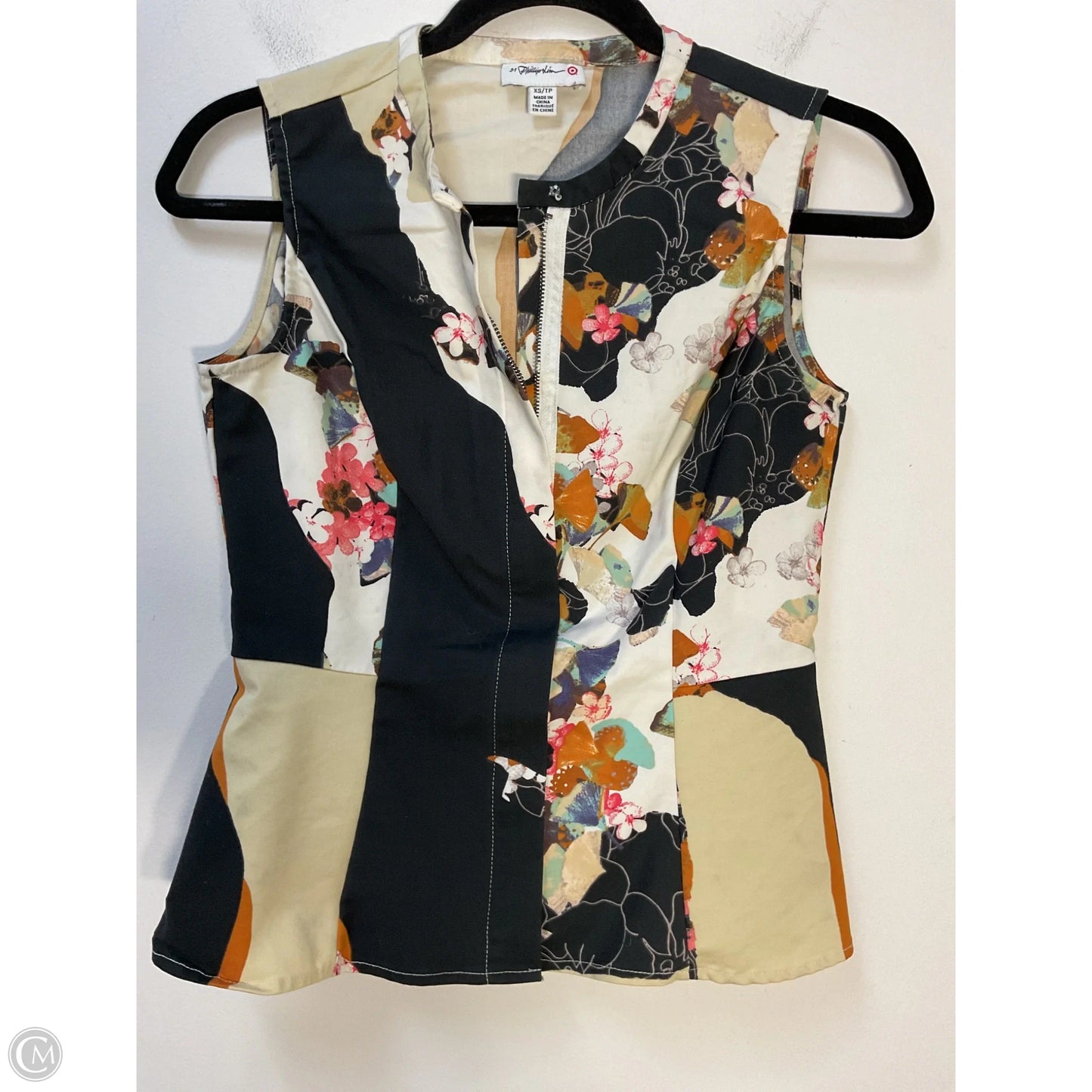 Top Sleeveless By Clothes Mentor In Black & Cream, Size: Xs