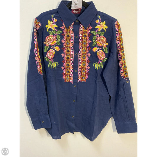 Top Long Sleeve By Cmc In Navy, Size: S