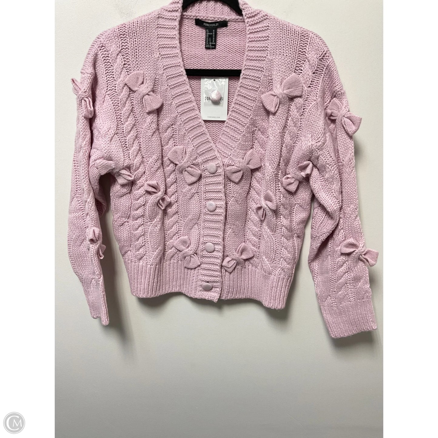 Sweater Cardigan By Forever 21 In Pink, Size: M