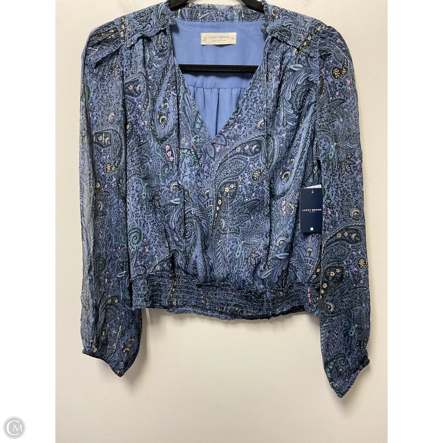 Blouse Long Sleeve By Lucky Brand In Blue, Size: Xs