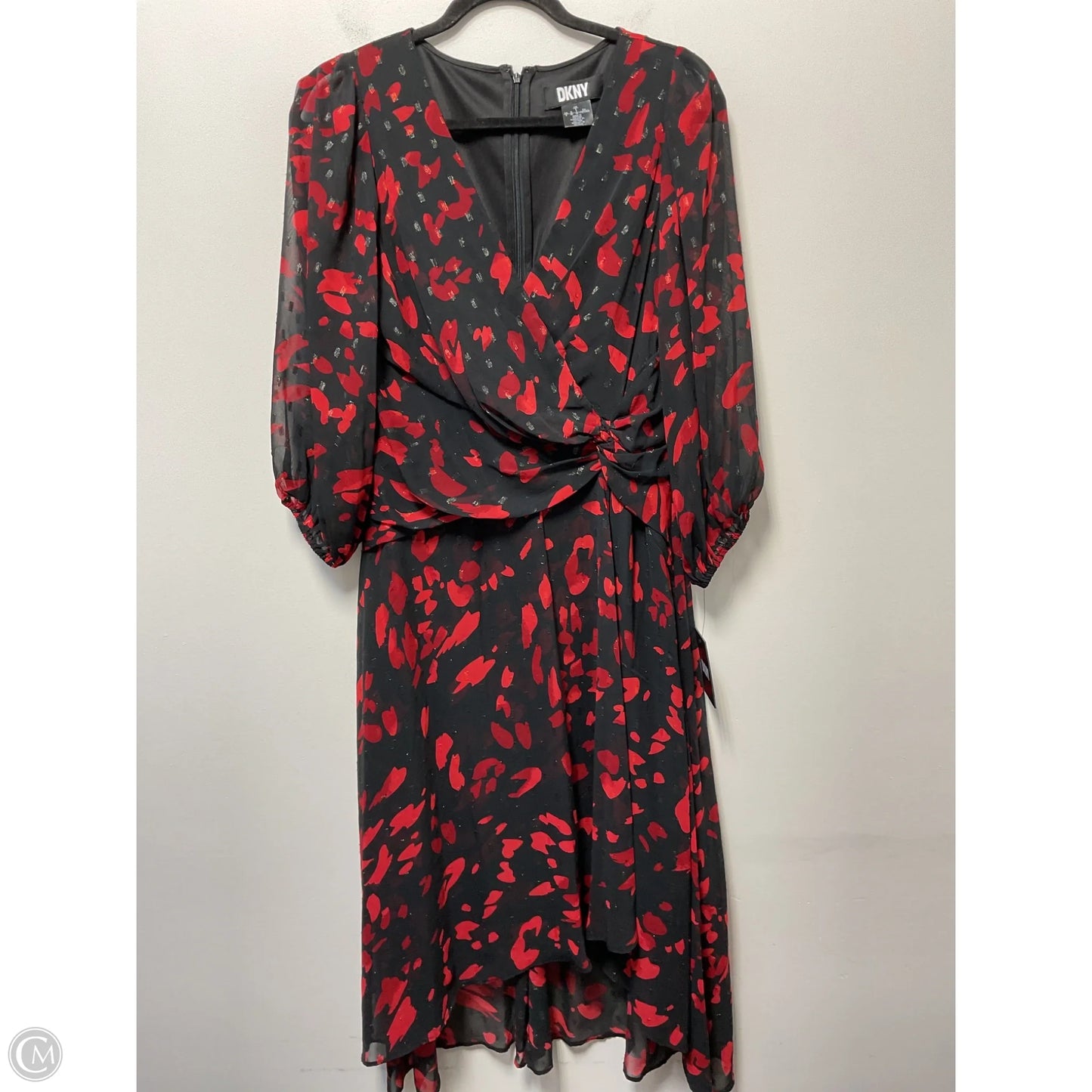 Dress Party Midi By Dkny In Black & Red, Size: M