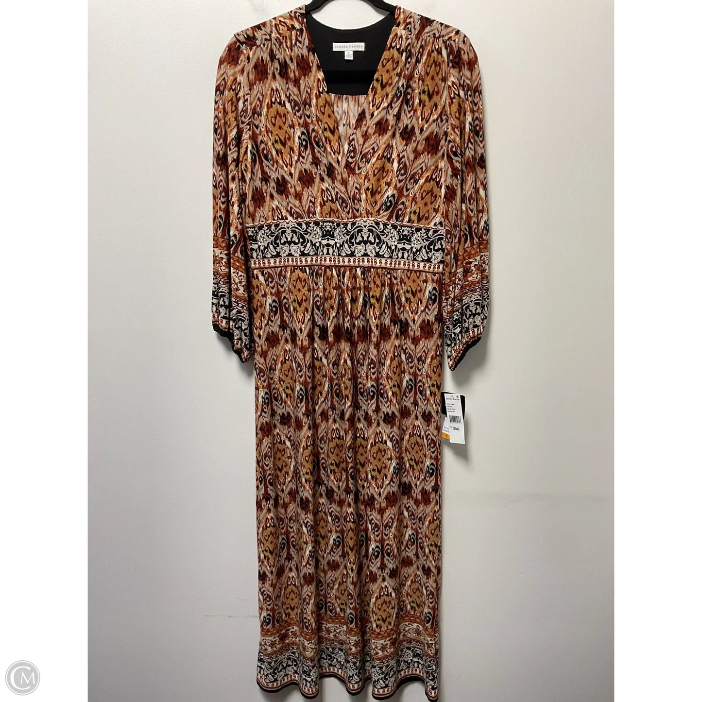 Dress Casual Midi By Sandra Darren In Brown & Tan, Size: S
