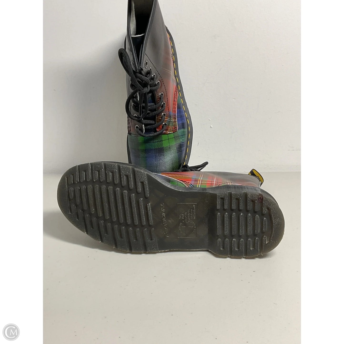 Boots Combat By Dr Martens In Plaid Pattern, Size: 8